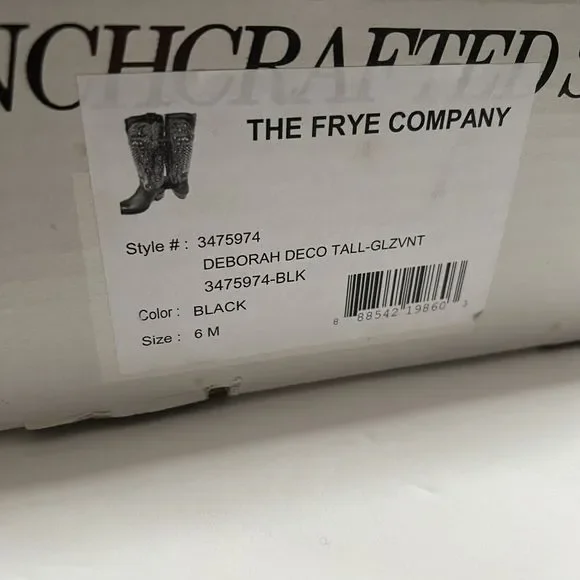 Frye Deborah Deco Tall Studded Boots Size 6 Grey Leather